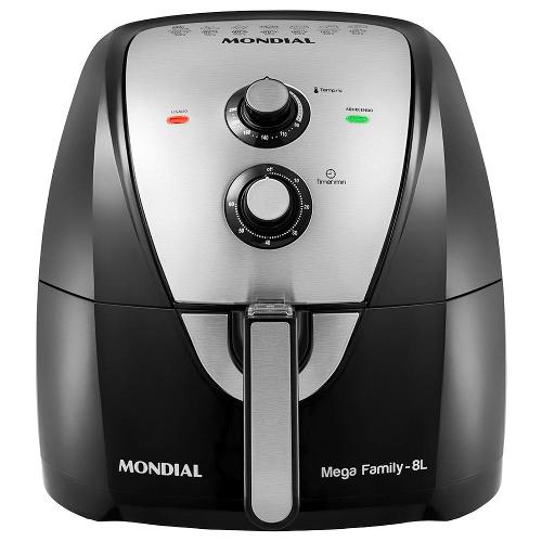 Fritadeira Elétrica Sem Óleo Air Fryer Mondial Mega Family AFN-80-BI 8L Preta/Inox