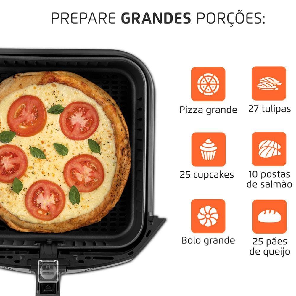 Fritadeira Elétrica Sem Óleo Air Fryer Mondial Mega Family AFN-80-BI 8L Preta/Inox - 4