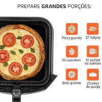 Fritadeira Elétrica Sem Óleo Air Fryer Mondial Mega Family AFN-80-BI 8L Preta/Inox