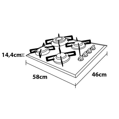 Cooktop a Gás Britânia 4 Bocas BCT4P Bivolt – Preto - 4