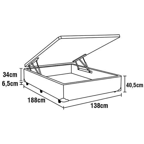Base Box para Colchão de Casal Itaflex Universal com Baú 40,5x138x188 cm - Grafite Chumbo - 3