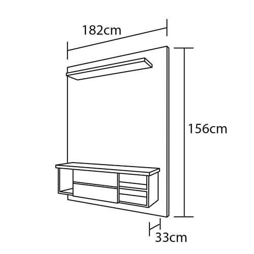 Painel com Bancada Suspensa Madetec Lana com 1,82 cm de Largura, Ideal para TV de Até 60” - 7