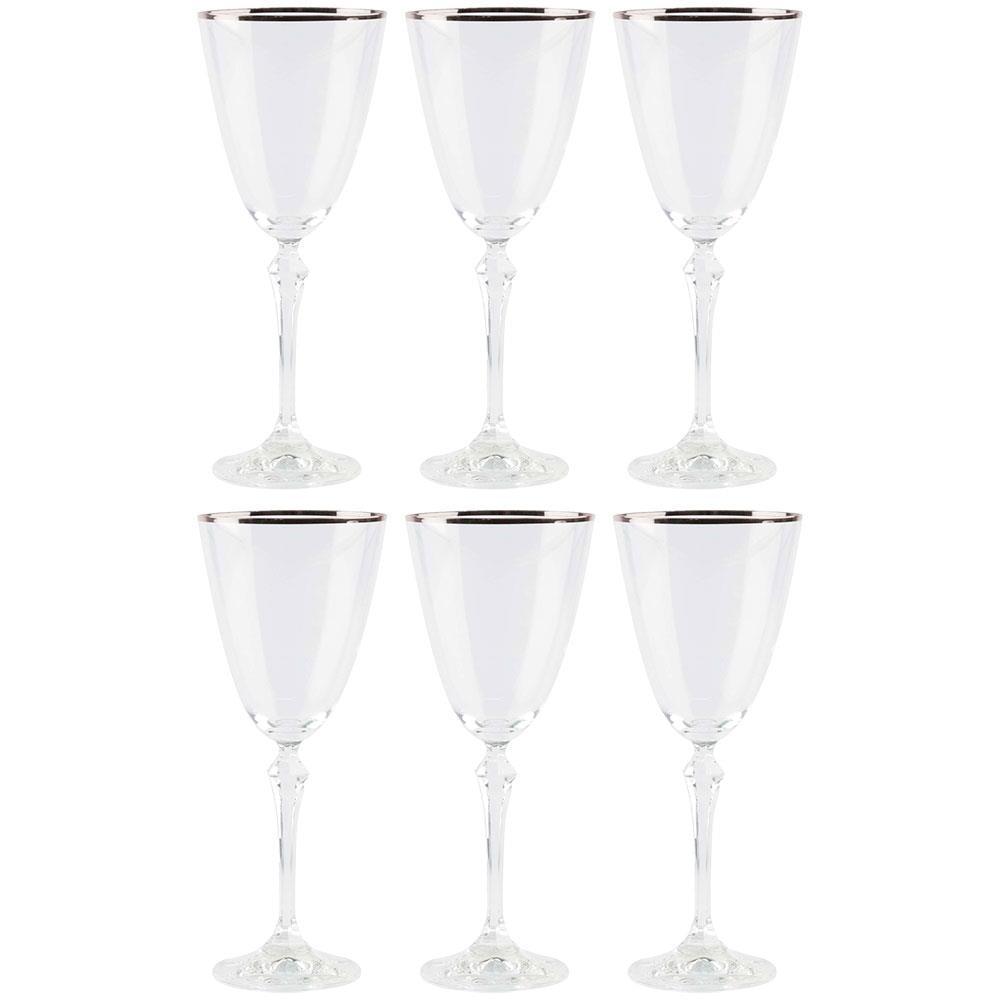 Conjunto de Taças para Água Bohemia Silver Rim 350ml - 6 Peças - 1