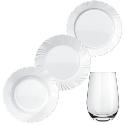 Aparelho de Jantar e Sobremesa Duralex Pétala – 24 Peças