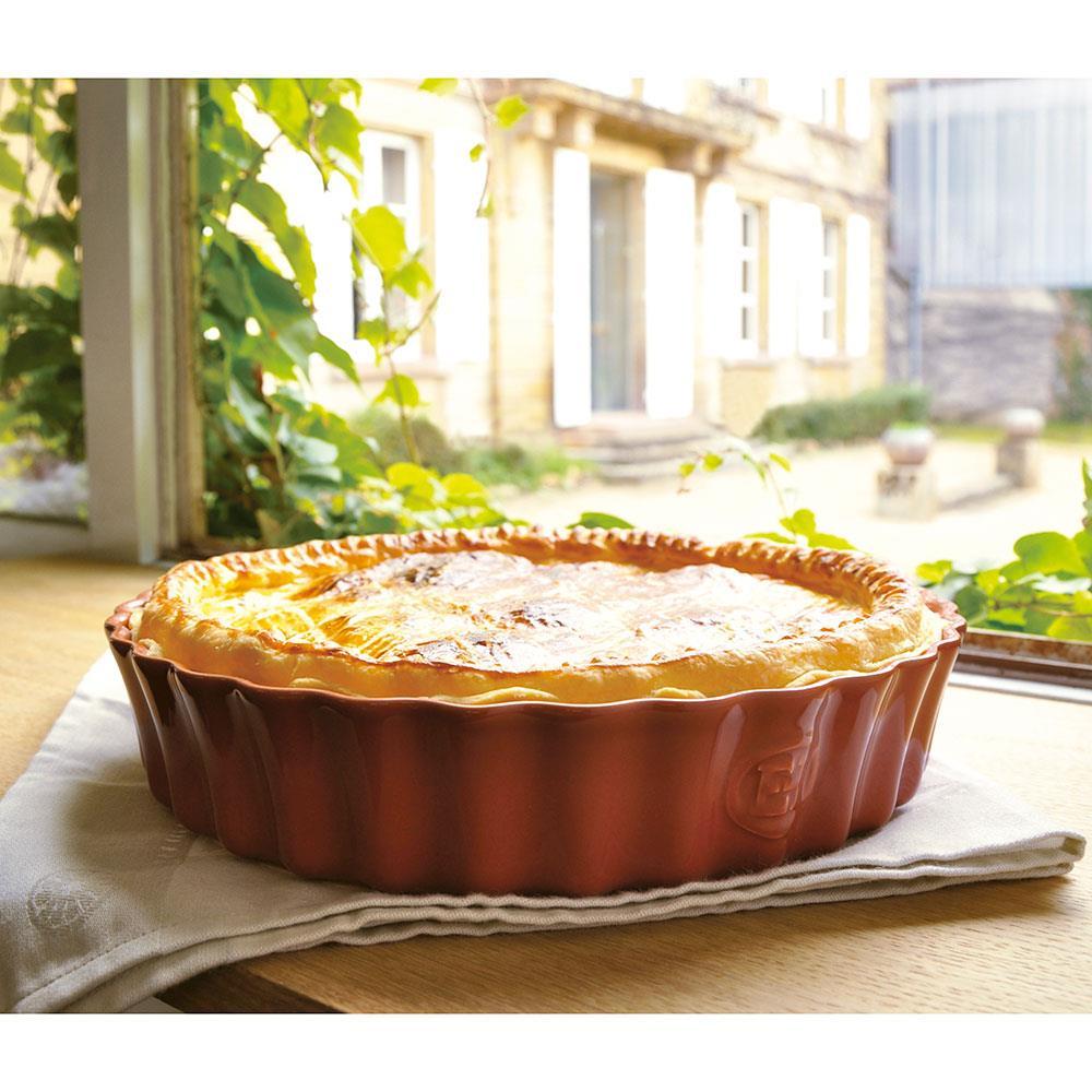 Travessa Redonda Canelada Emile Henry em Cerâmica 24x24 cm - Vermelha - 2