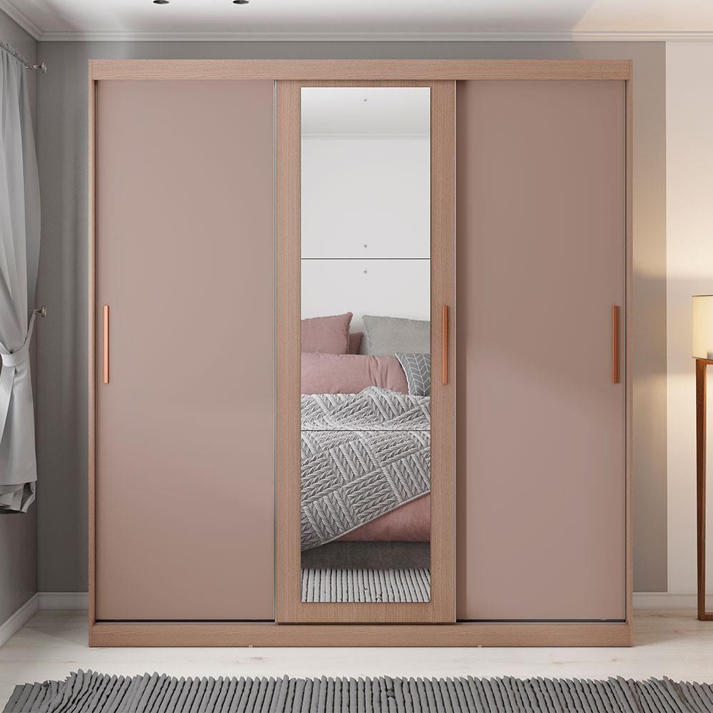 Guarda-Roupa Bartira Paris com Espelho, 3 Portas de Correr e 2 Gavetas - 1