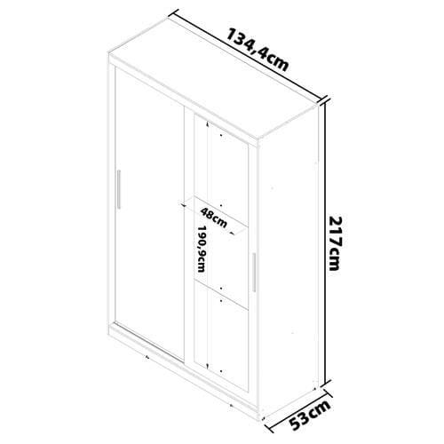 Guarda-Roupa Solteiro Bartira Paris com Espelho, 2 Portas de Correr e 2 Gavetas - 134,4 cm de Largura - 5