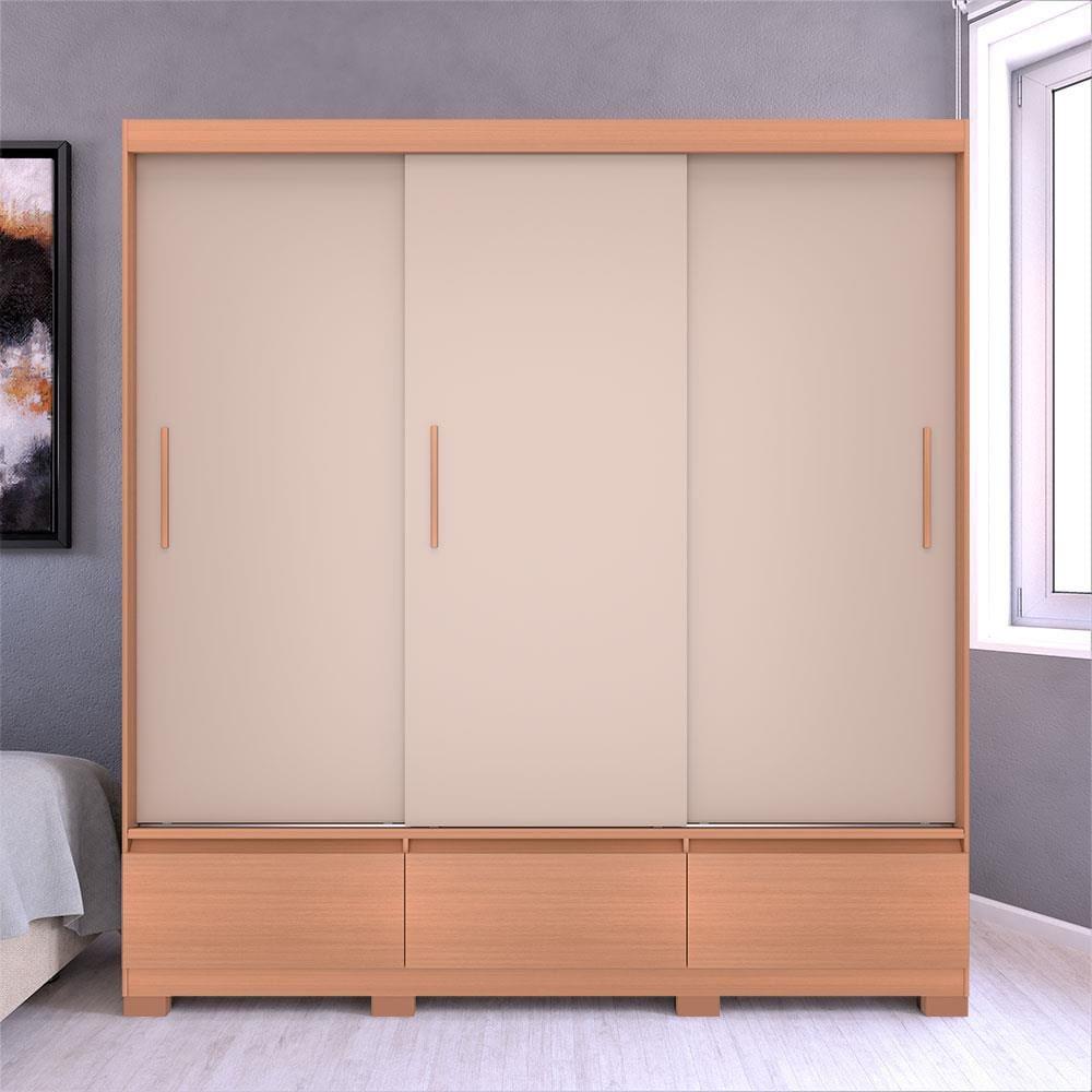 Guarda-Roupa Bartira Monza com 3 Portas de Correr e 3 Gavetas - 199,8cm de largura - 1