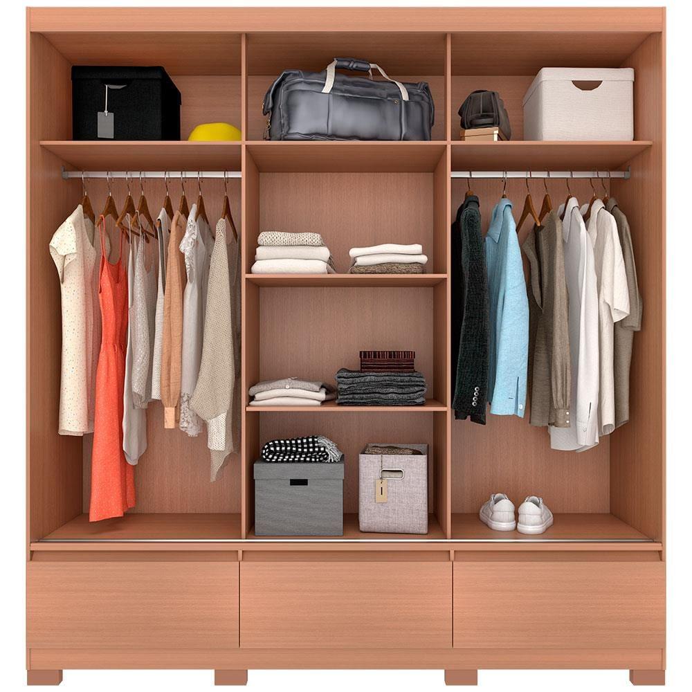 Guarda-Roupa Bartira Monza com 3 Portas de Correr e 3 Gavetas - 199,8cm de largura - 6