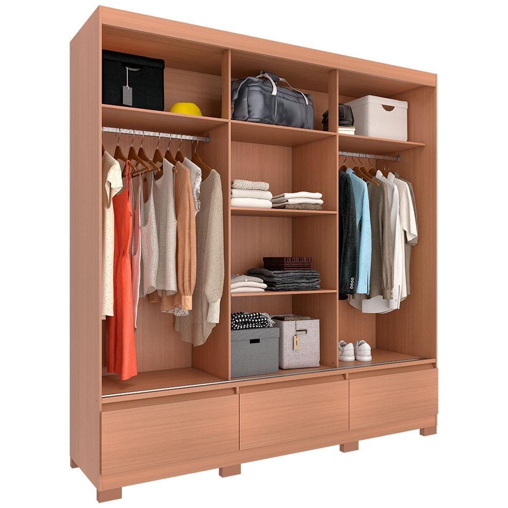 Guarda-Roupa Bartira Monza com 3 Portas de Correr e 3 Gavetas - 199,8cm de largura - 7