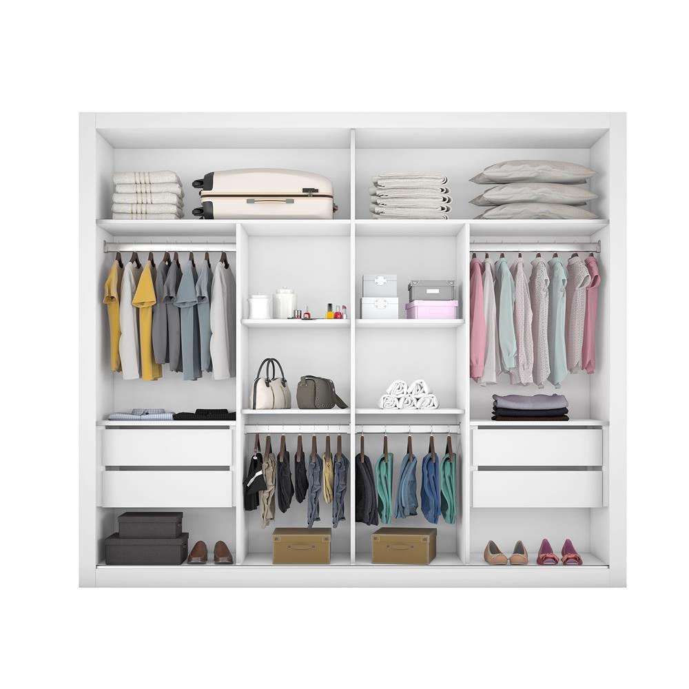 Guarda-Roupa Casal Móveis Europa Londres Flex com Espelho, 2 Portas de Correr e 4 Gavetas - 205cm de largura - 5