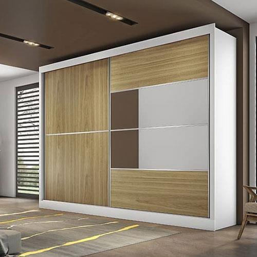 Guarda-Roupa Casal Móveis Europa Londres Flex com Espelho, 2 Portas de Correr e 4 Gavetas - 205cm de largura - 9