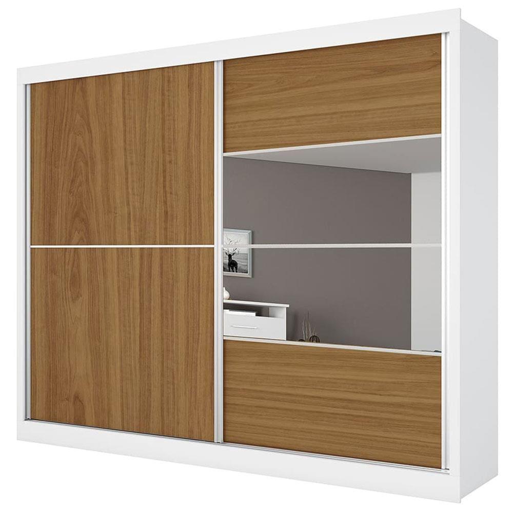 Guarda-Roupa Casal Móveis Europa Londres Flex com Espelho, 2 Portas de Correr e 4 Gavetas - 205cm de largura - 10