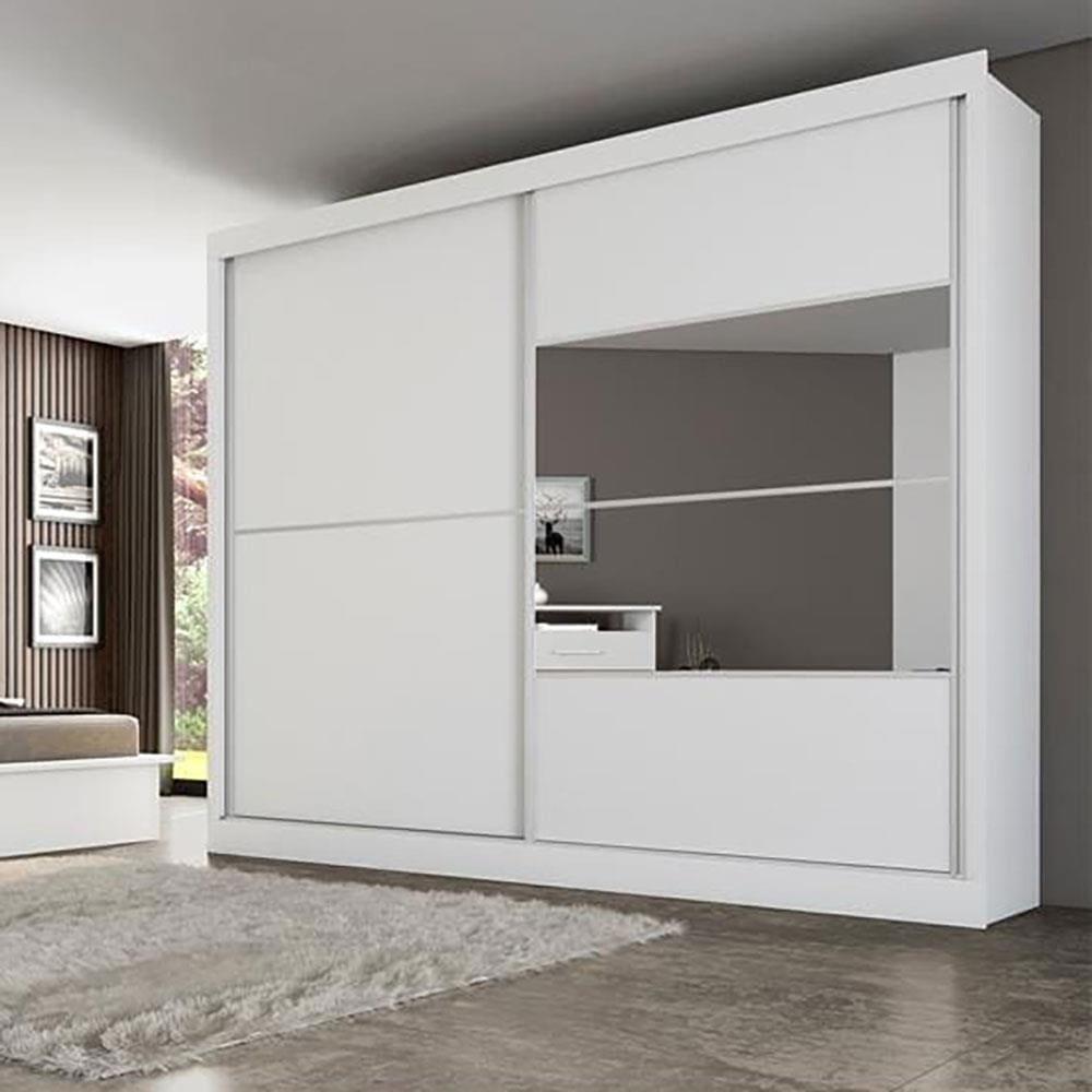Guarda-Roupa Casal Móveis Europa Londres Flex com Espelho, 2 Portas de Correr e 4 Gavetas - 205cm de largura - 11
