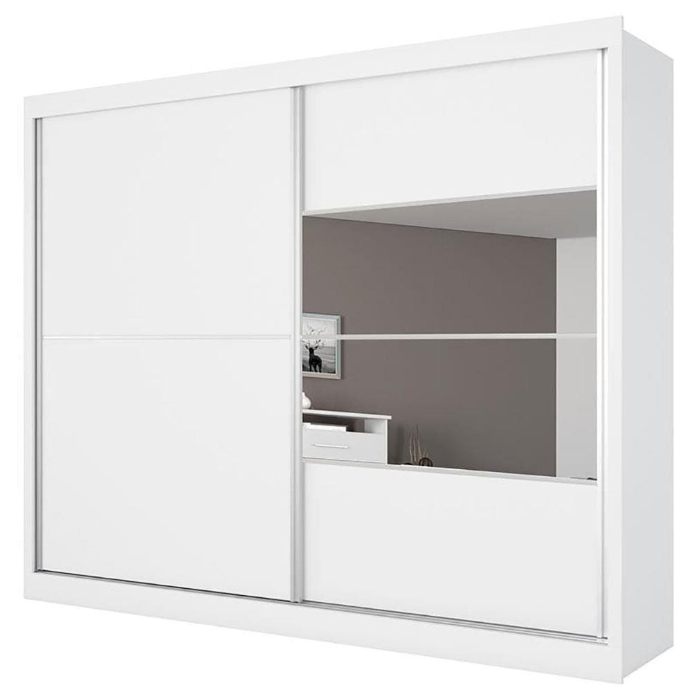 Guarda-Roupa Casal Móveis Europa Londres Flex com Espelho, 2 Portas de Correr e 4 Gavetas - 205cm de largura - 12