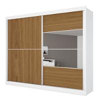 Guarda-Roupa Casal Móveis Europa Londres Flex com Espelho, 2 Portas de Correr e 4 Gavetas - 205cm de largura - 1