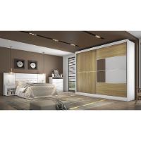 Guarda-Roupa Casal Móveis Europa Londres Flex com Espelho, 2 Portas de Correr e 4 Gavetas - 205cm de largura - 2