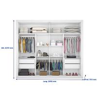 Guarda-Roupa Casal Móveis Europa Londres Flex com Espelho, 2 Portas de Correr e 4 Gavetas - 205cm de largura - 6