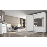 Guarda-Roupa Casal Móveis Europa Londres Flex com Espelho, 2 Portas de Correr e 4 Gavetas - 205cm de largura