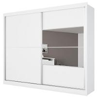 Guarda-Roupa Casal Móveis Europa Londres Flex com Espelho, 2 Portas de Correr e 4 Gavetas - 205cm de largura - 12