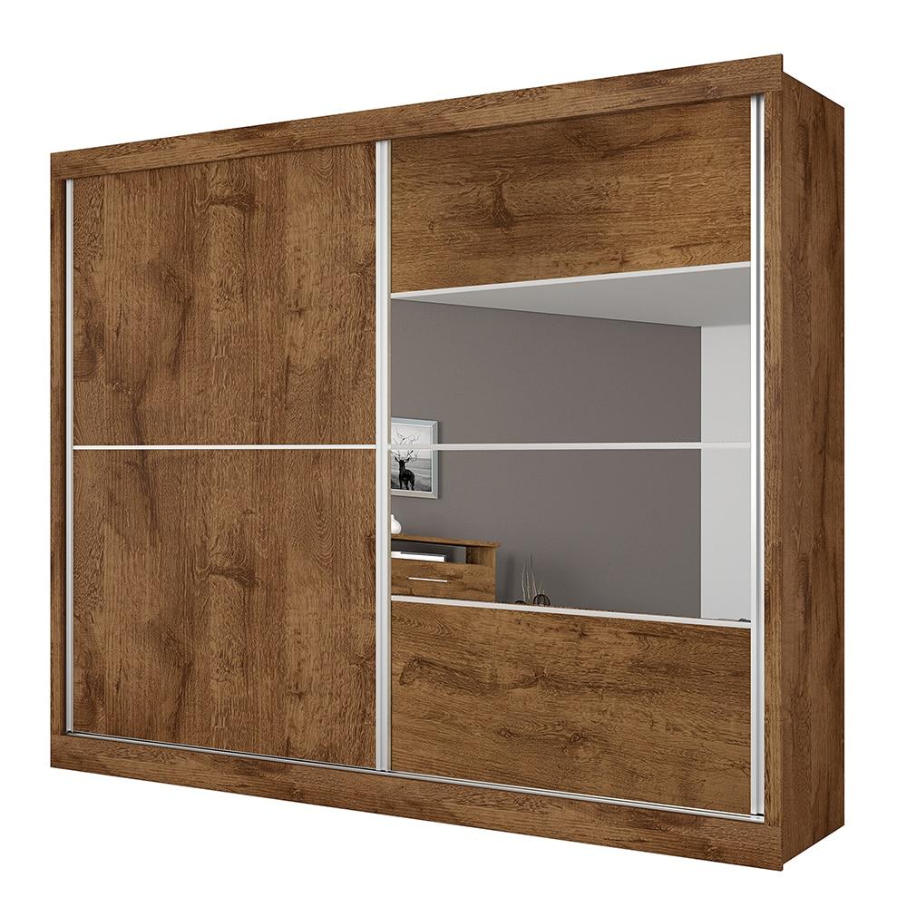 Guarda-Roupa Casal Móveis Europa Londres Flex com Espelho, 2 Portas de Correr e 4 Gavetas - 205cm de largura - 3