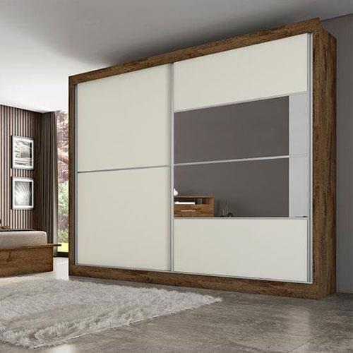 Guarda-Roupa Casal Móveis Europa Londres Flex com Espelho, 2 Portas de Correr e 4 Gavetas - 205cm de largura - 9