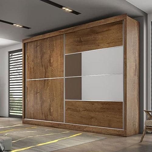 Guarda-Roupa Casal Móveis Europa Londres Flex com Espelho, 2 Portas de Correr e 4 Gavetas - 205cm de largura - 11