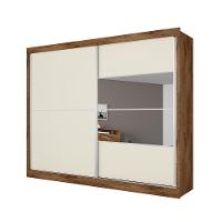 Guarda-Roupa Casal Móveis Europa Londres Flex com Espelho, 2 Portas de Correr e 4 Gavetas - 205cm de largura - 1