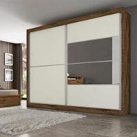 Guarda-Roupa Casal Móveis Europa Londres Flex com Espelho, 2 Portas de Correr e 4 Gavetas - 205cm de largura - 9
