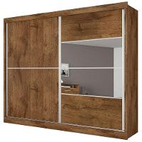 Guarda-Roupa Casal Móveis Europa Londres Flex com Espelho, 2 Portas de Correr e 4 Gavetas - 205cm de largura - 12