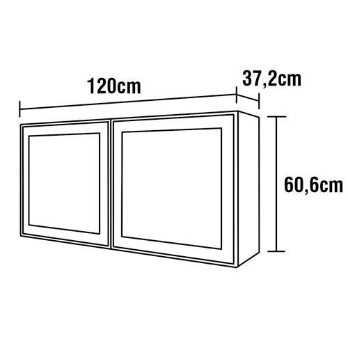 Armário Bartira Línea com 2 Portas de Vidro e 1 Prateleira - 120cm de largura - 4