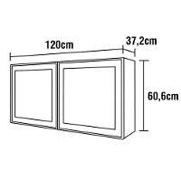 Armário Bartira Línea com 2 Portas de Vidro e 1 Prateleira - 120cm de largura - 4