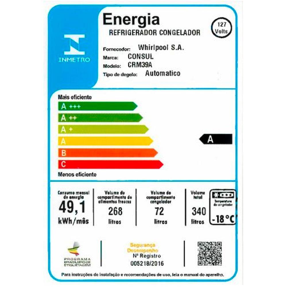 Geladeira Consul Frost Free 340L Duplex CRM39AK Prateleiras Altura Flex Evox Inox - 7
