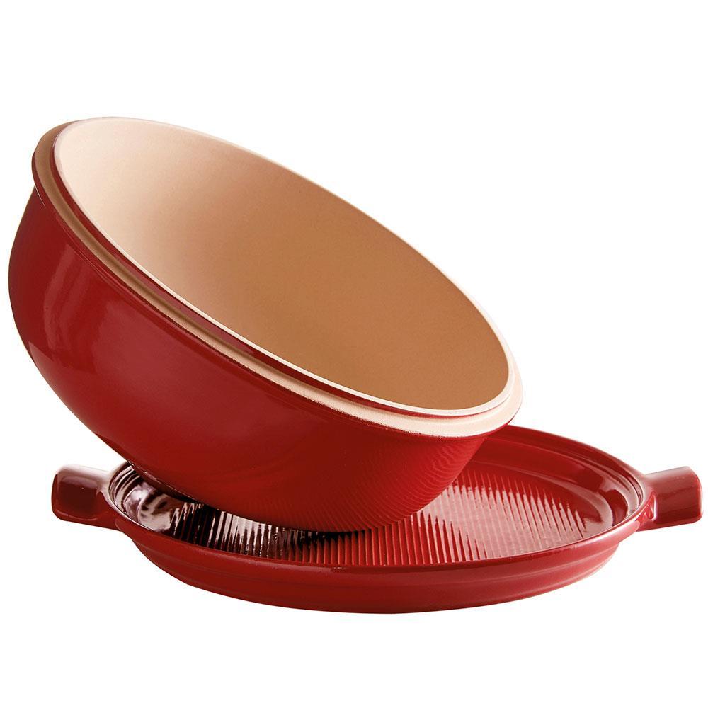 Forma Redonda com Tampa Emile Henry em Cerâmica 34x28,5 cm - Vermelha - 2