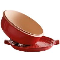 Forma Redonda com Tampa Emile Henry em Cerâmica 34x28,5 cm - Vermelha - 2