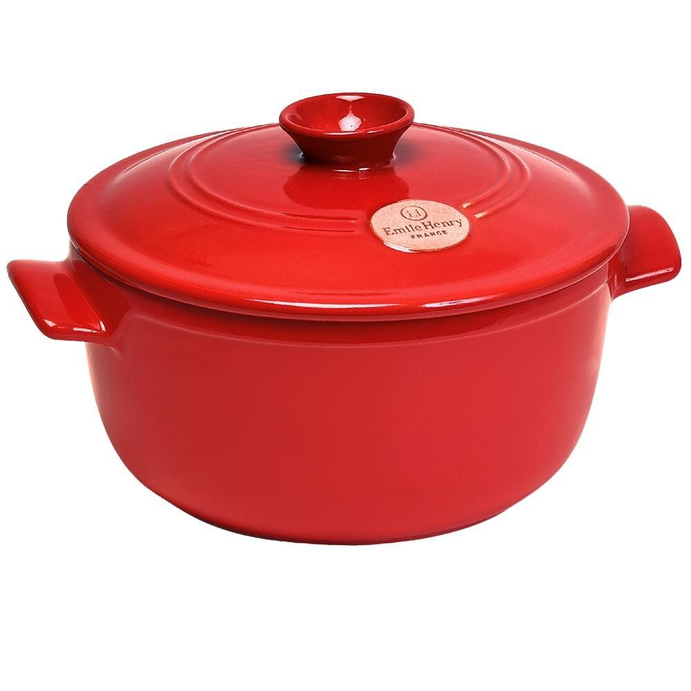 Caçarola com Tampa 2,5 L Emile Henry em Cerâmica Vermelha - 22 cm - 1