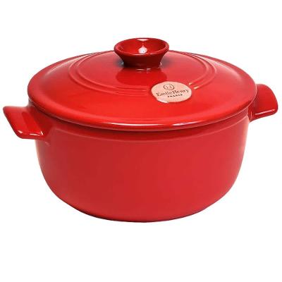 Caçarola com Tampa 4 L Emile Henry em Cerâmica Vermelha - 26 cm