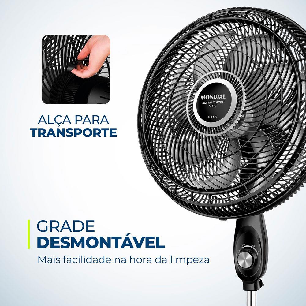 Ventilador de Coluna Mondial VTX-40C-8P 40 cm com 3 Velocidades - Preto - 5