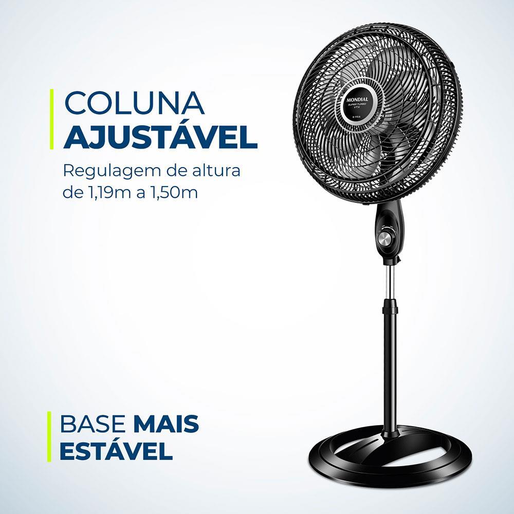 Ventilador de Coluna Mondial VTX-40C-8P 40 cm com 3 Velocidades - Preto - 2