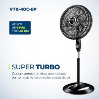 Ventilador de Coluna Mondial VTX-40C-8P 40 cm com 3 Velocidades - Preto
