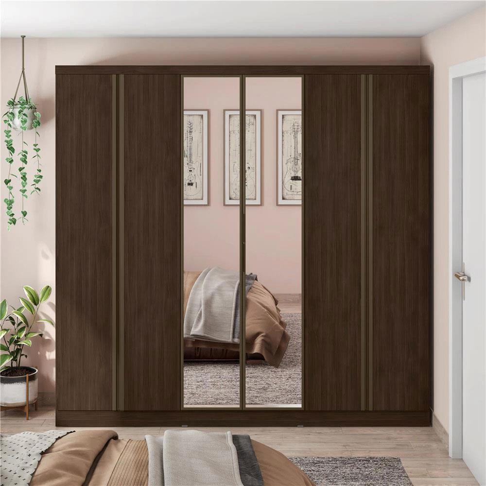 Guarda-Roupa Casal Bartira Monte Rei com Espelho, 6 Portas, 6 Gavetas - 238cm de largura - 1