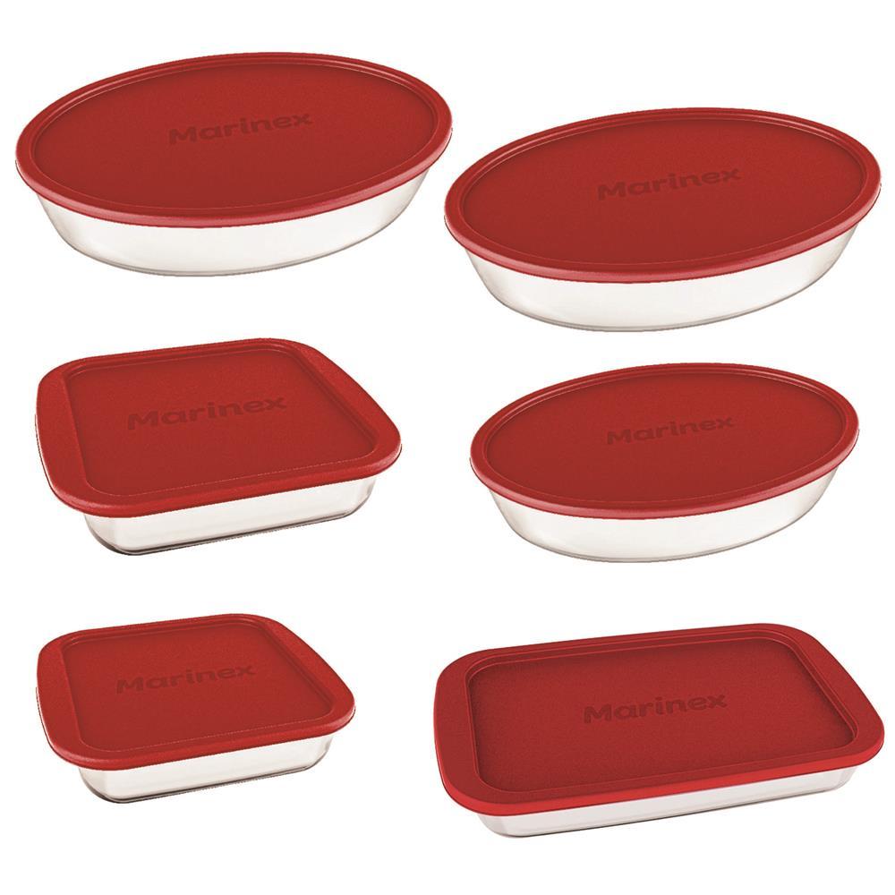 Conjunto de Assadeiras Marinex em Vidro com Tampa – 6 Peças - 1