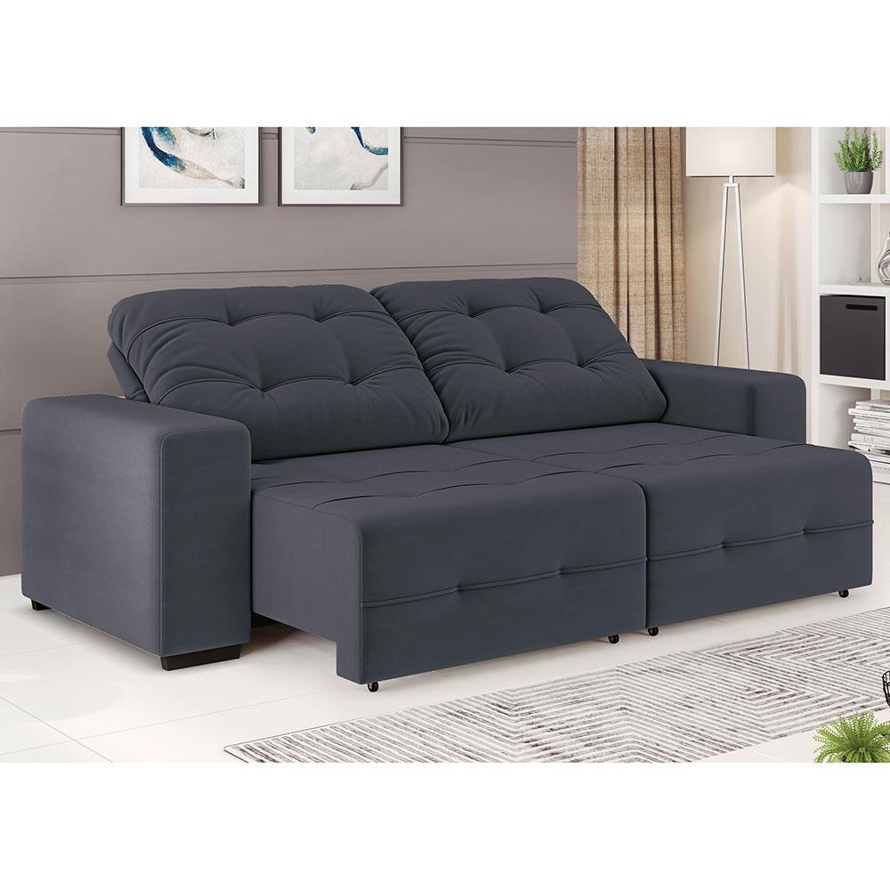 Sofá 4 Lugares Linoforte Bonno Retrátil e Reclinável Revestido em Tecido Suede - 230cm de Largura - 1