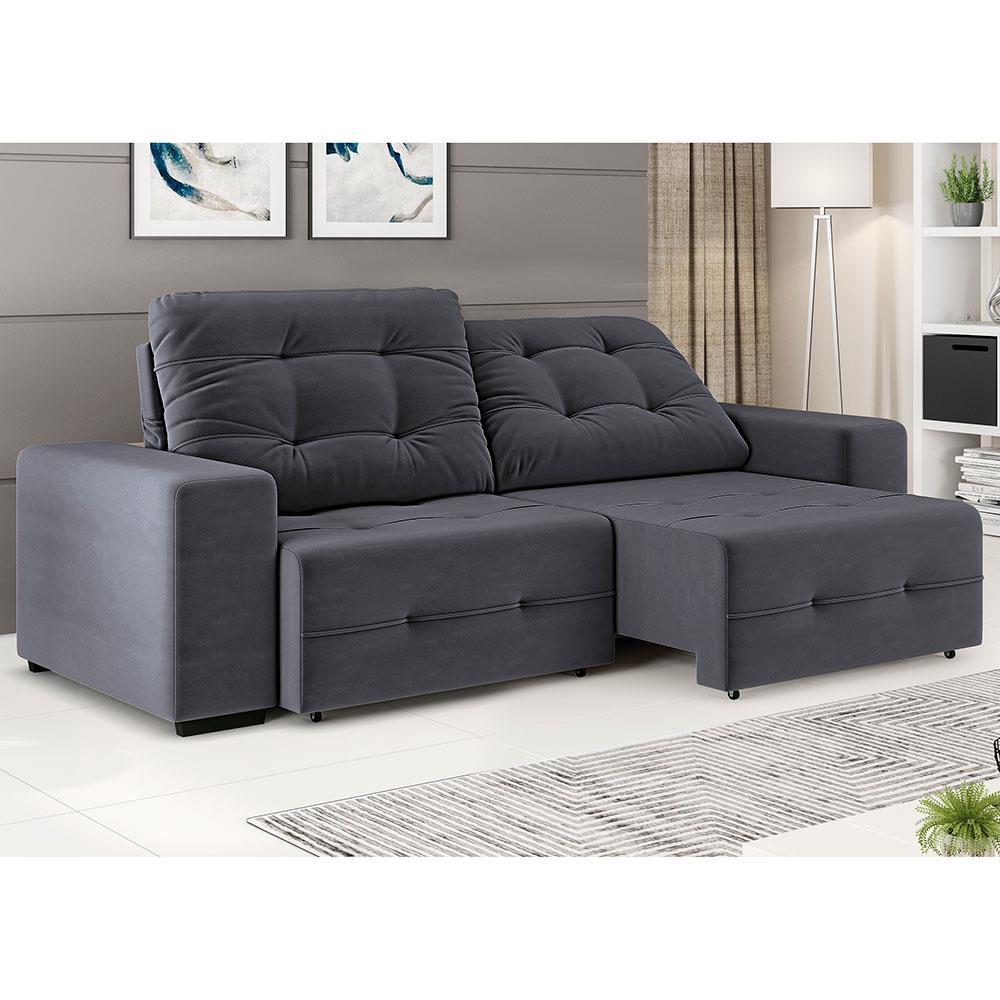 Sofá 4 Lugares Linoforte Bonno Retrátil e Reclinável Revestido em Tecido Suede - 230cm de Largura - 3