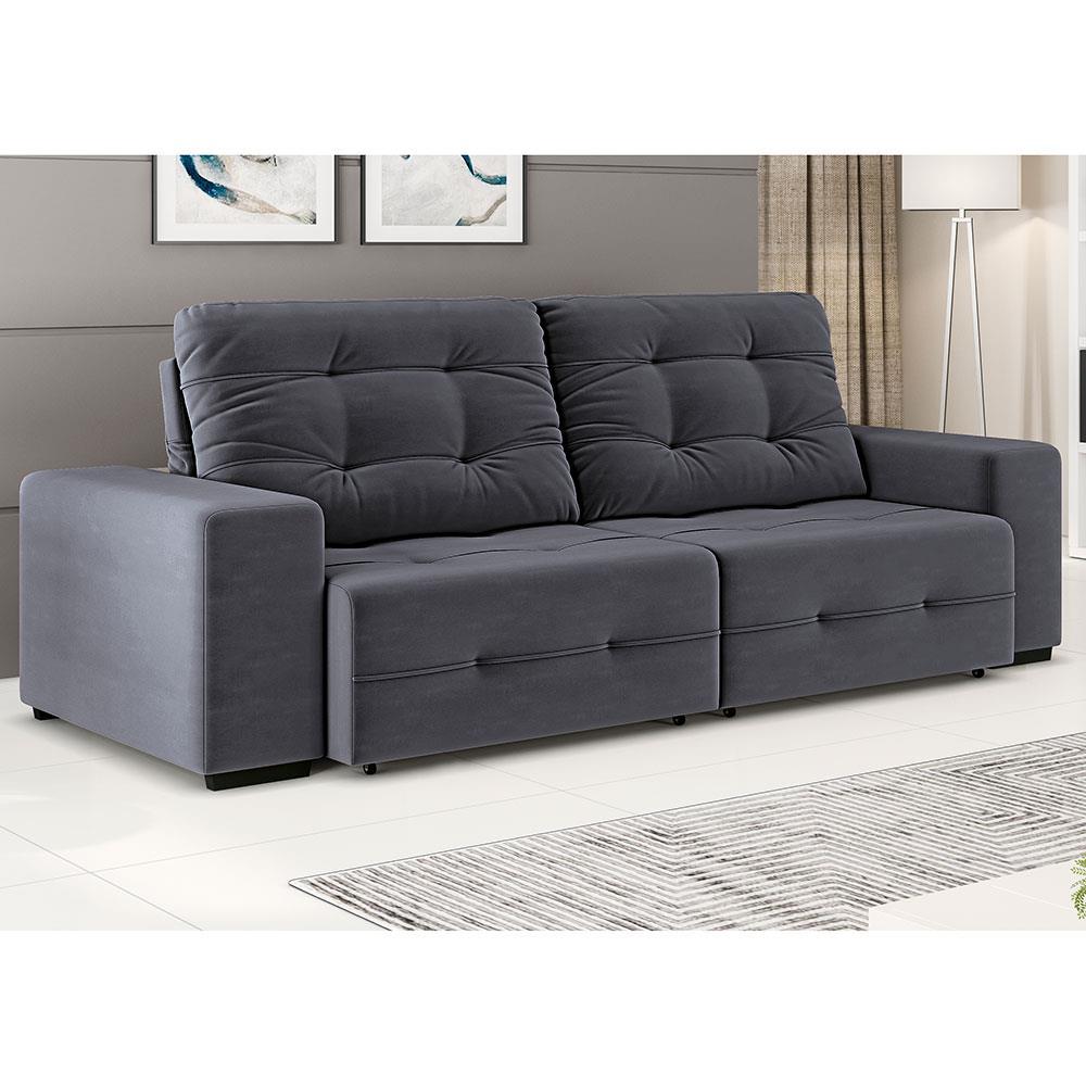 Sofá 4 Lugares Linoforte Bonno Retrátil e Reclinável Revestido em Tecido Suede - 230cm de Largura - 4