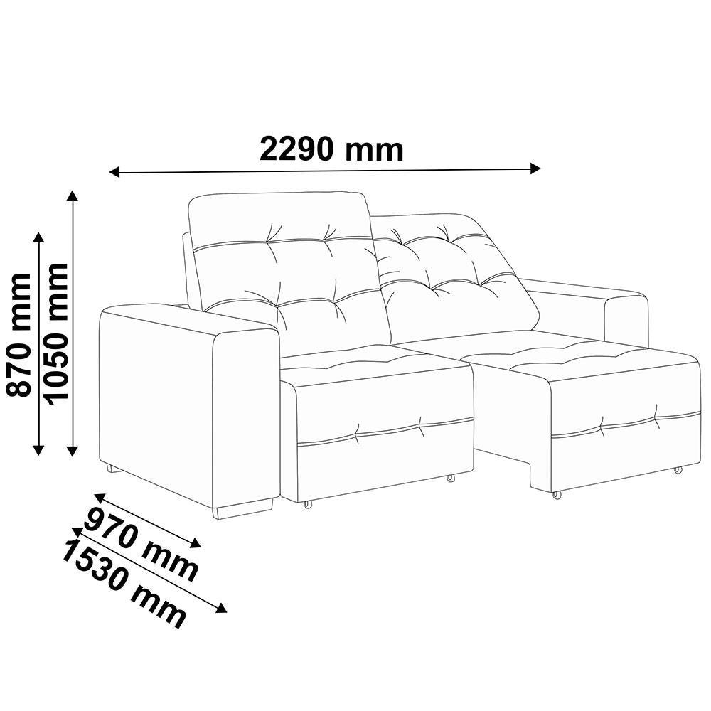 Sofá 4 Lugares Linoforte Bonno Retrátil e Reclinável Revestido em Tecido Suede - 230cm de Largura - 10