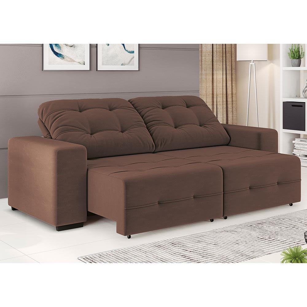 Sofá 4 Lugares Linoforte Bonno Retrátil e Reclinável Revestido em Tecido Suede - 230cm de Largura - 1