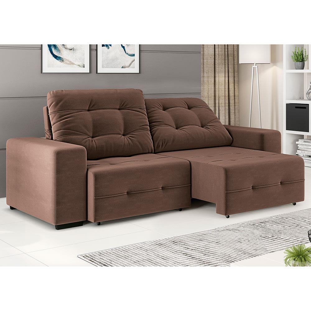 Sofá 4 Lugares Linoforte Bonno Retrátil e Reclinável Revestido em Tecido Suede - 230cm de Largura - 3