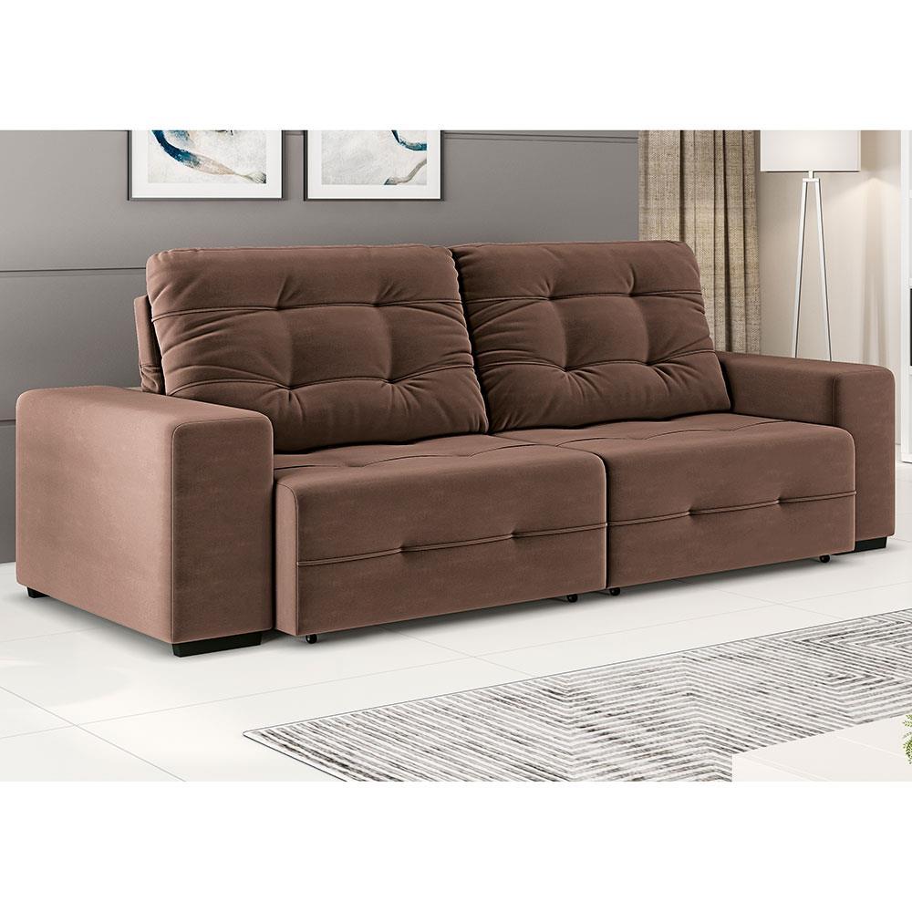 Sofá 4 Lugares Linoforte Bonno Retrátil e Reclinável Revestido em Tecido Suede - 230cm de Largura - 4