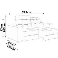 Sofá 4 Lugares Linoforte Bonno Retrátil e Reclinável Revestido em Tecido Suede - 230cm de Largura - 10